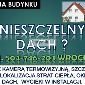 Przecieki na dachu, tel. 504-746-203, Wrocław, usterki, dach przecieka, Sprawdzenie ocieplenia budynku, braków w izolacji budynku, uszkodzenie dachu